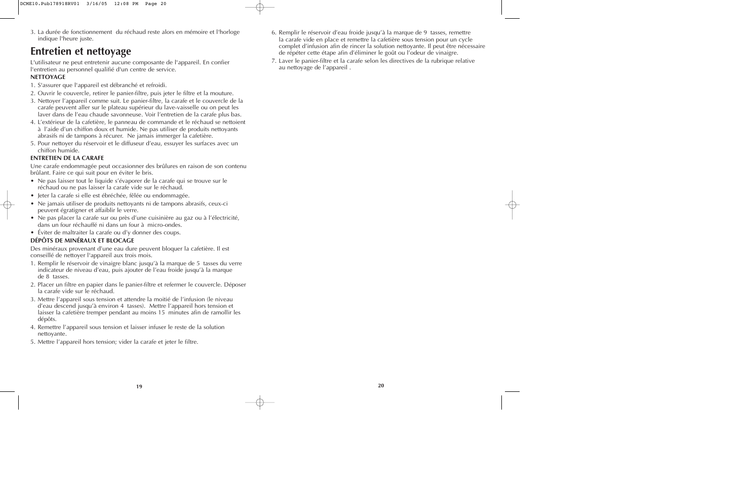 Entretien et nettoyage | Black & Decker DCME10B User Manual | Page 11 / 15