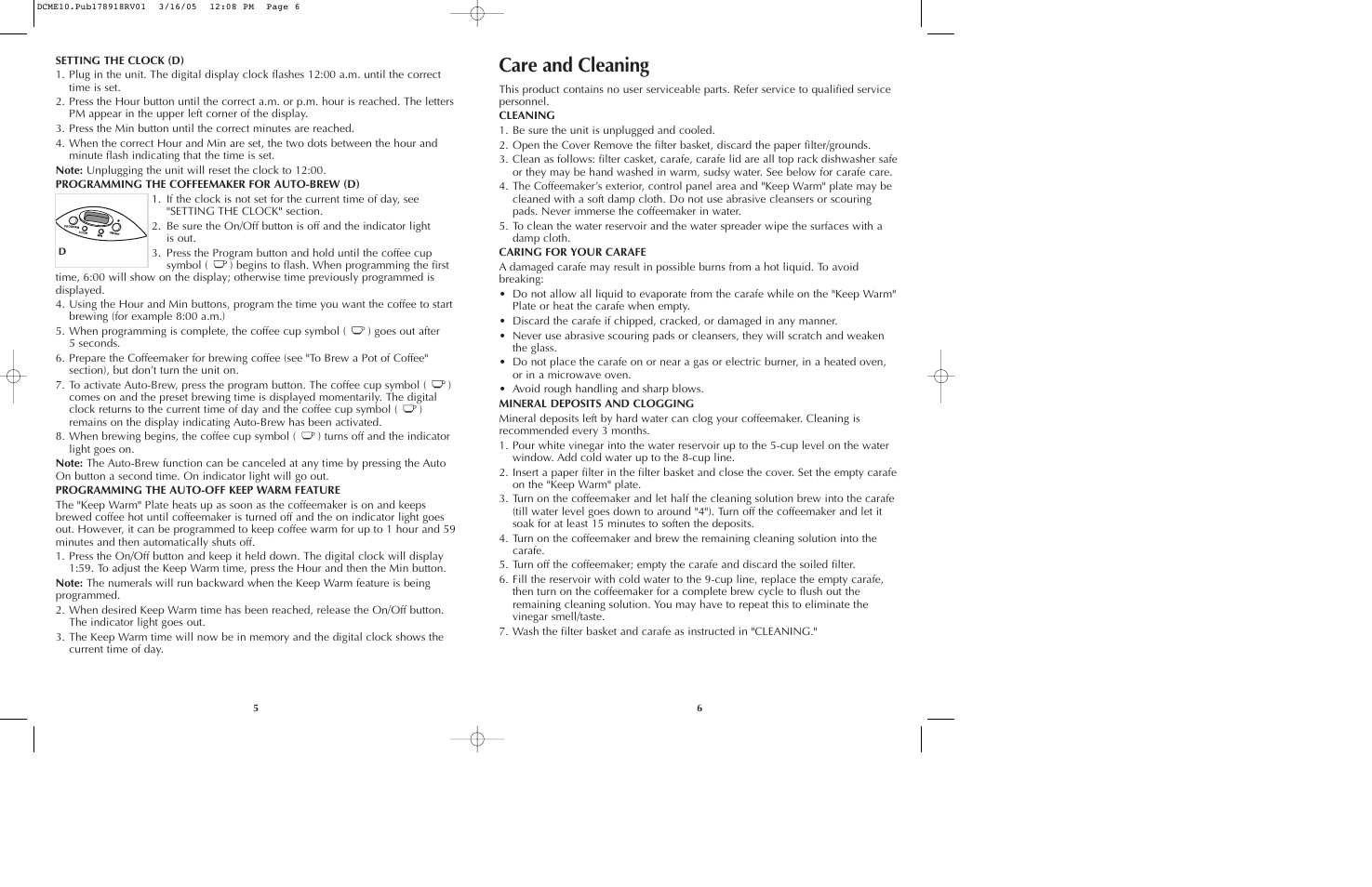 Care and cleaning | Black & Decker DCME10B User Manual | Page 4 / 15