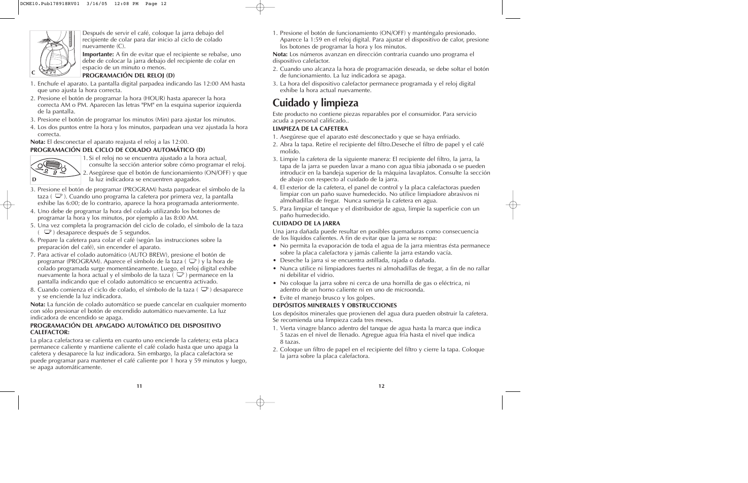 Cuidado y limpieza | Black & Decker DCME10B User Manual | Page 7 / 15