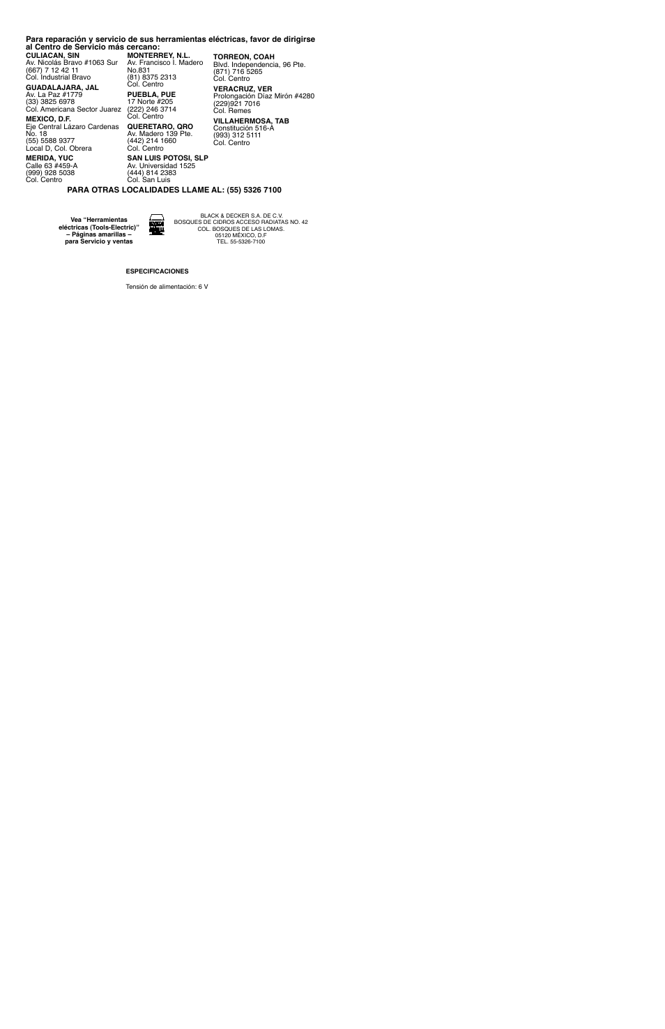 Black & Decker SNC100B User Manual | Page 7 / 7