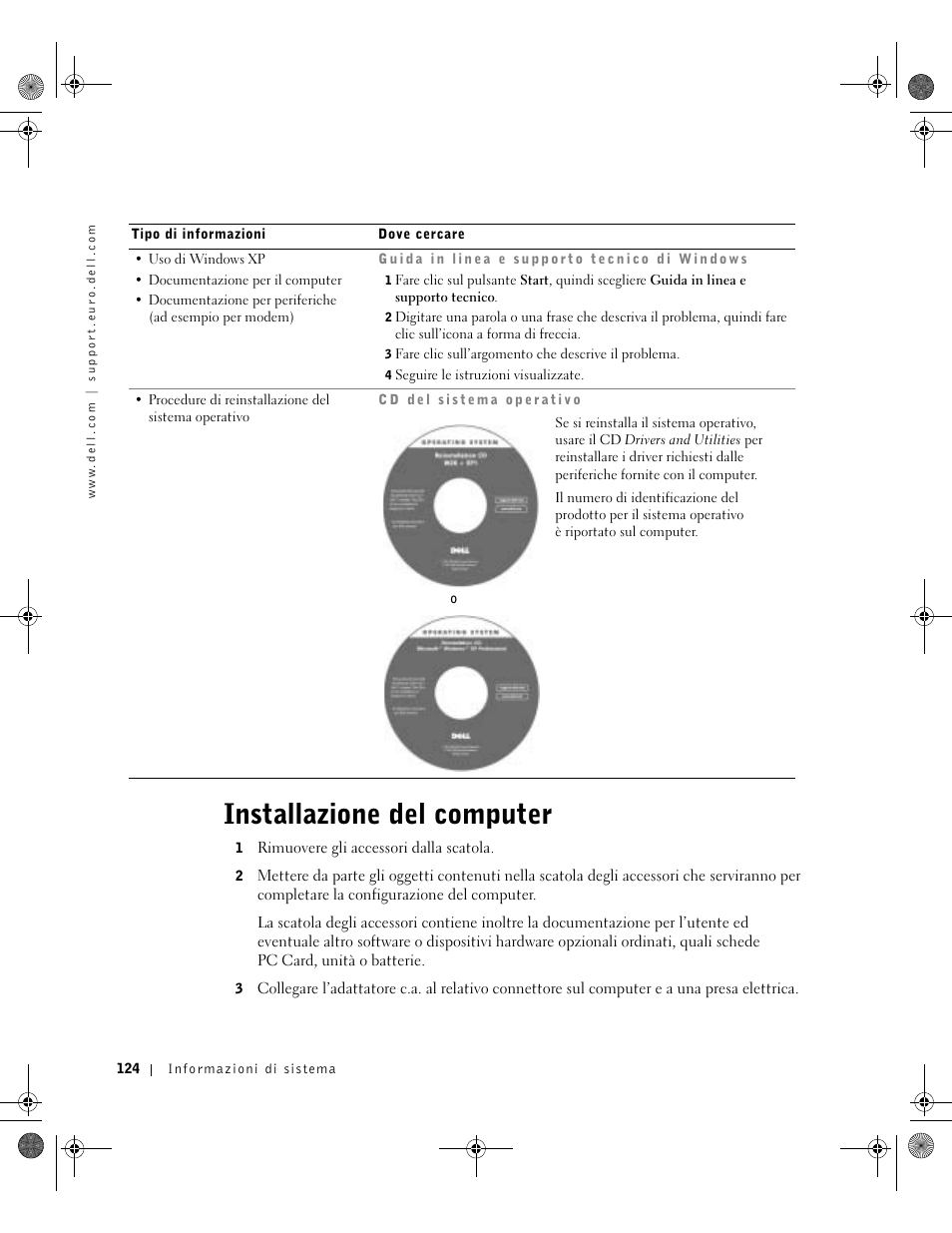 Installazione del computer | Dell Latitude D800 User Manual | Page 126 / 198