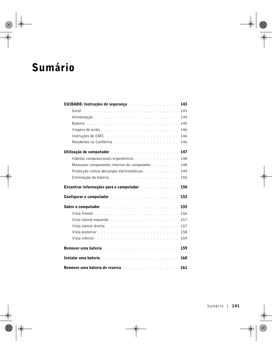 Sumário | Dell Latitude D800 User Manual | Page 143 / 198