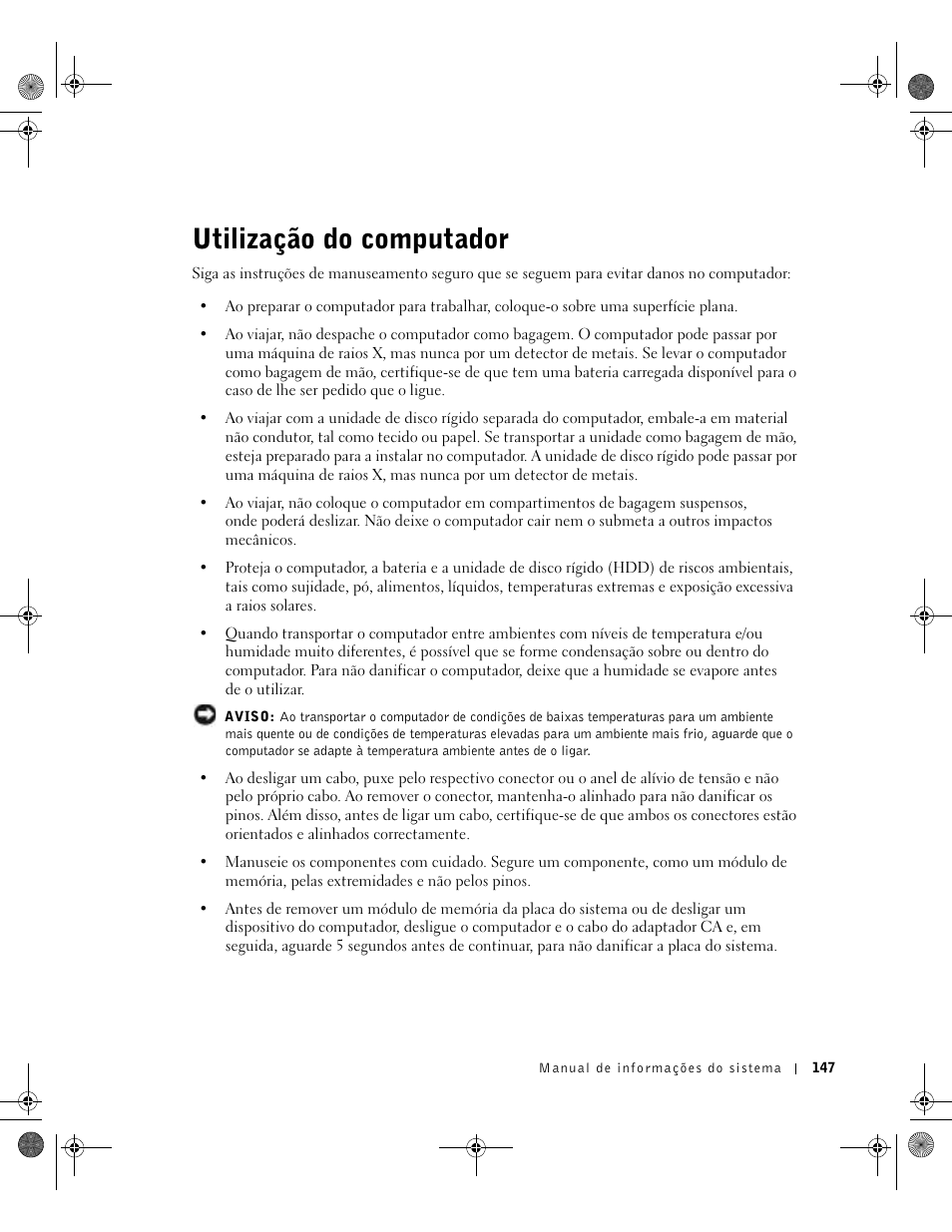 Utilização do computador | Dell Latitude D800 User Manual | Page 149 / 198