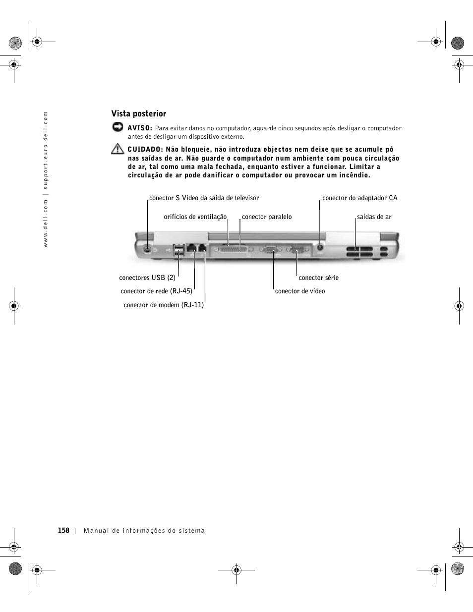 Vista posterior | Dell Latitude D800 User Manual | Page 160 / 198