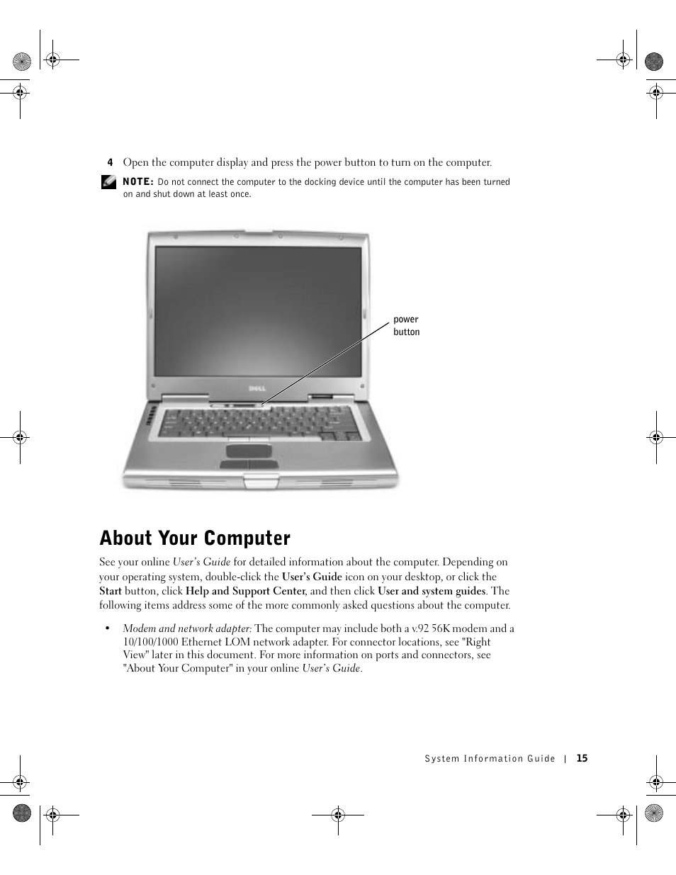 About your computer | Dell Latitude D800 User Manual | Page 17 / 198