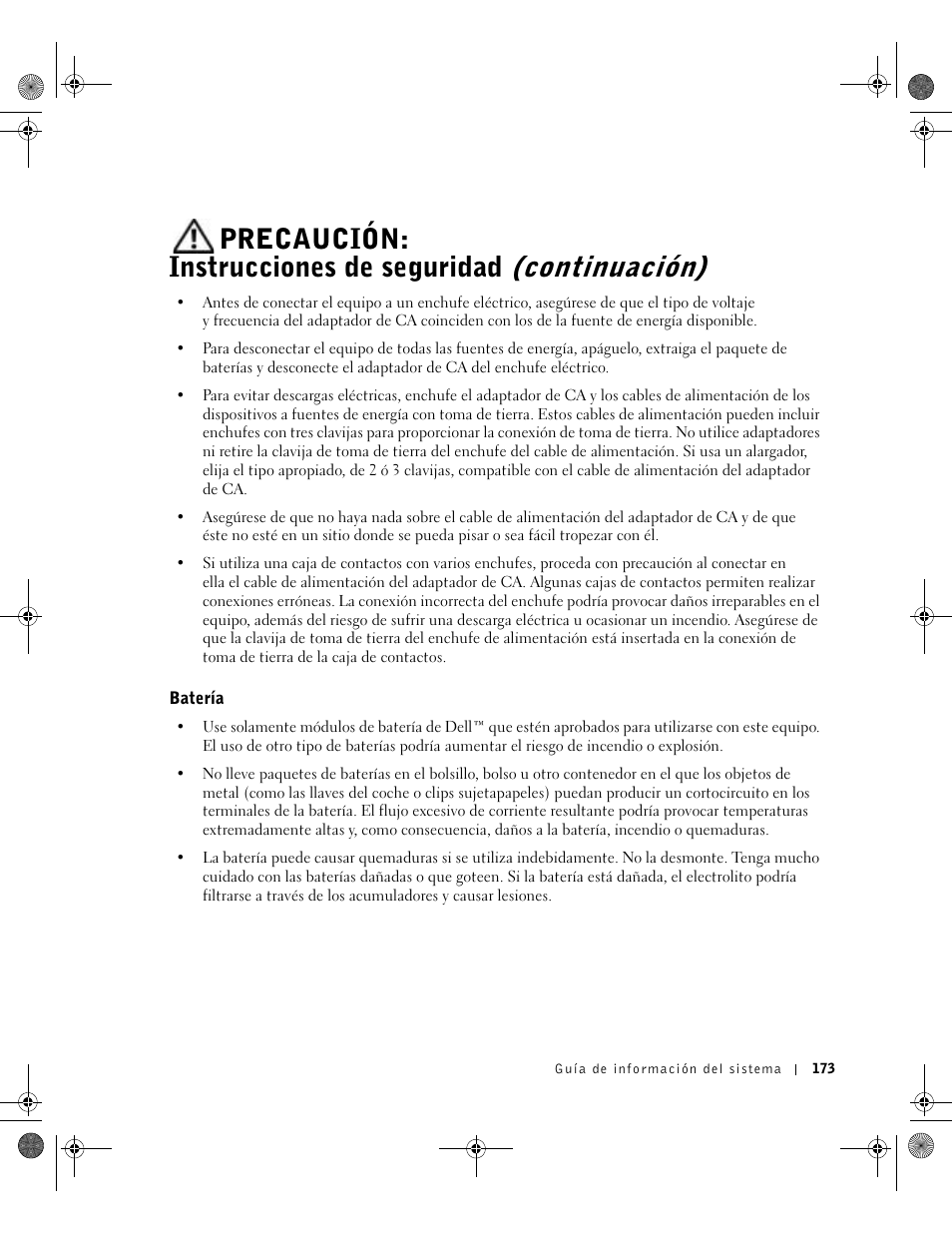 Batería | Dell Latitude D800 User Manual | Page 175 / 198