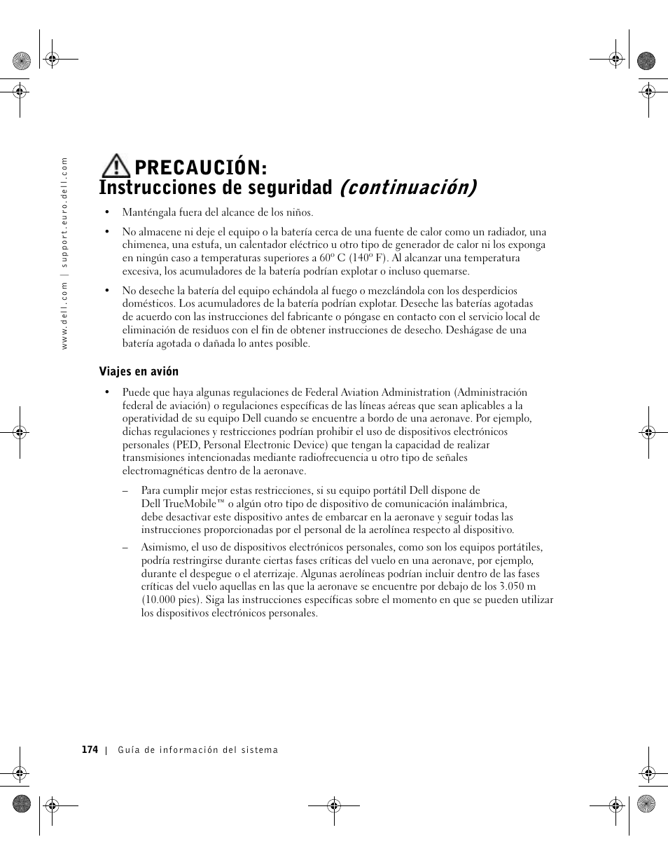 Viajes en avión | Dell Latitude D800 User Manual | Page 176 / 198