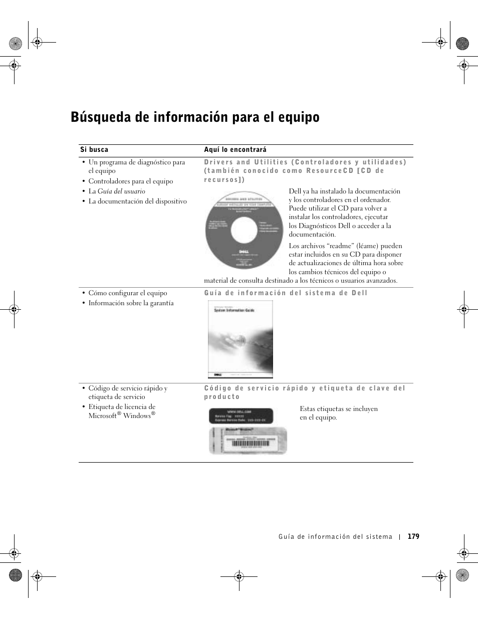 Búsqueda de información para el equipo | Dell Latitude D800 User Manual | Page 181 / 198