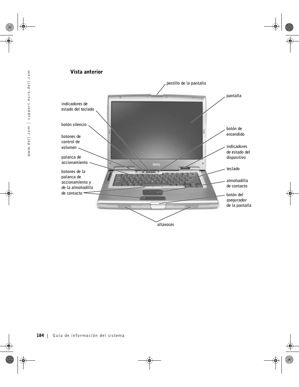 Vista anterior | Dell Latitude D800 User Manual | Page 186 / 198