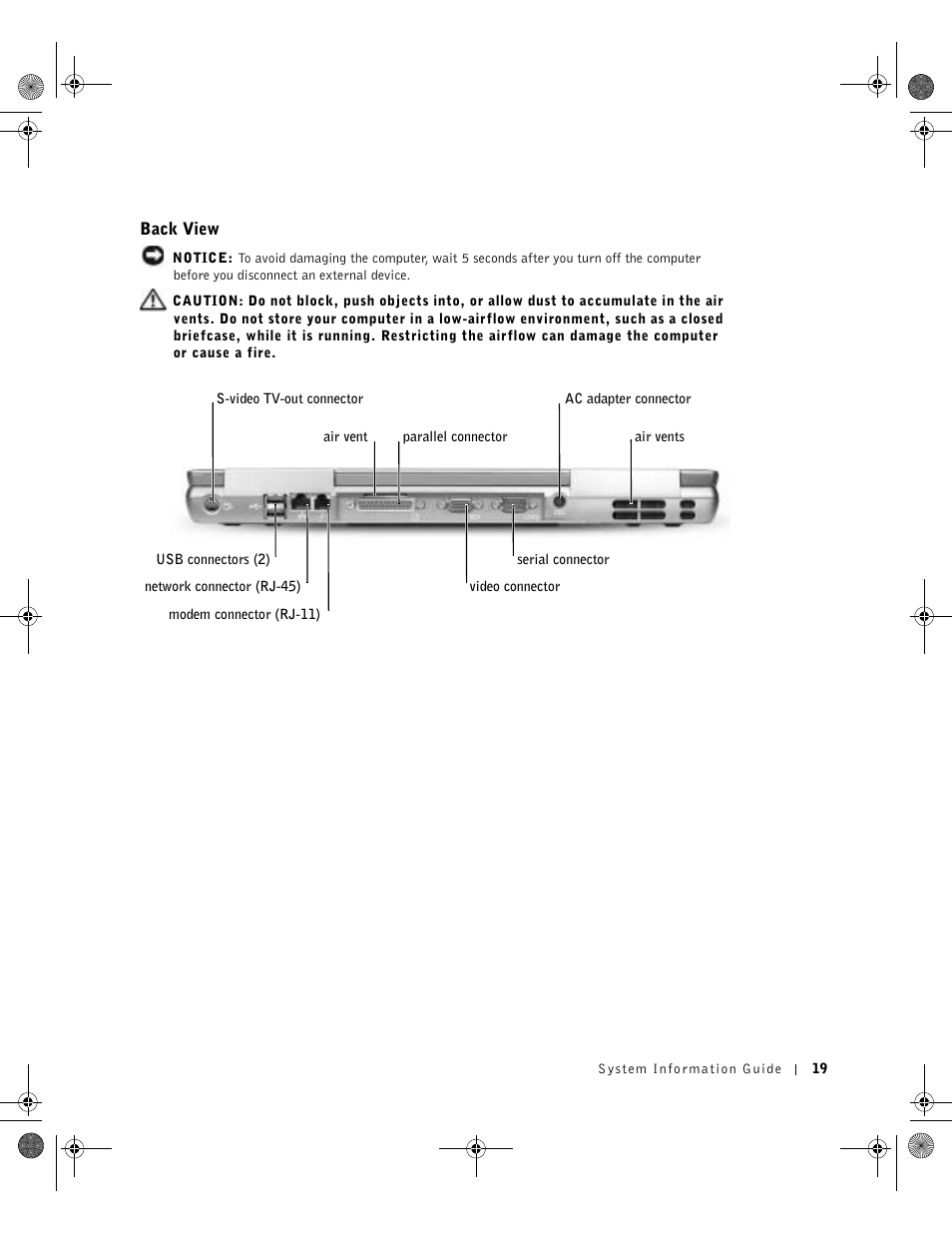 Back view | Dell Latitude D800 User Manual | Page 21 / 198