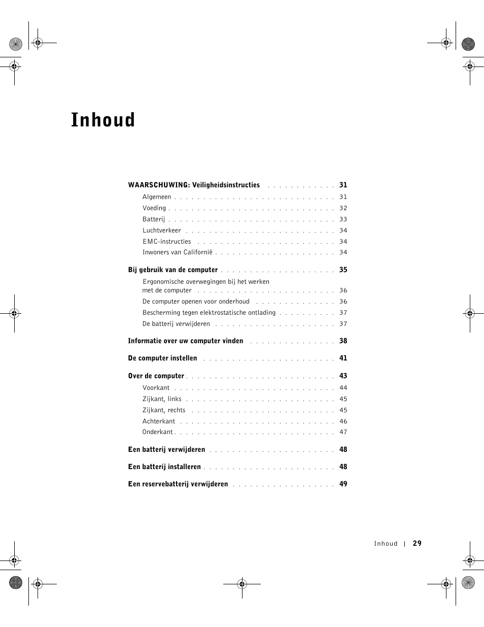 Inhoud | Dell Latitude D800 User Manual | Page 31 / 198