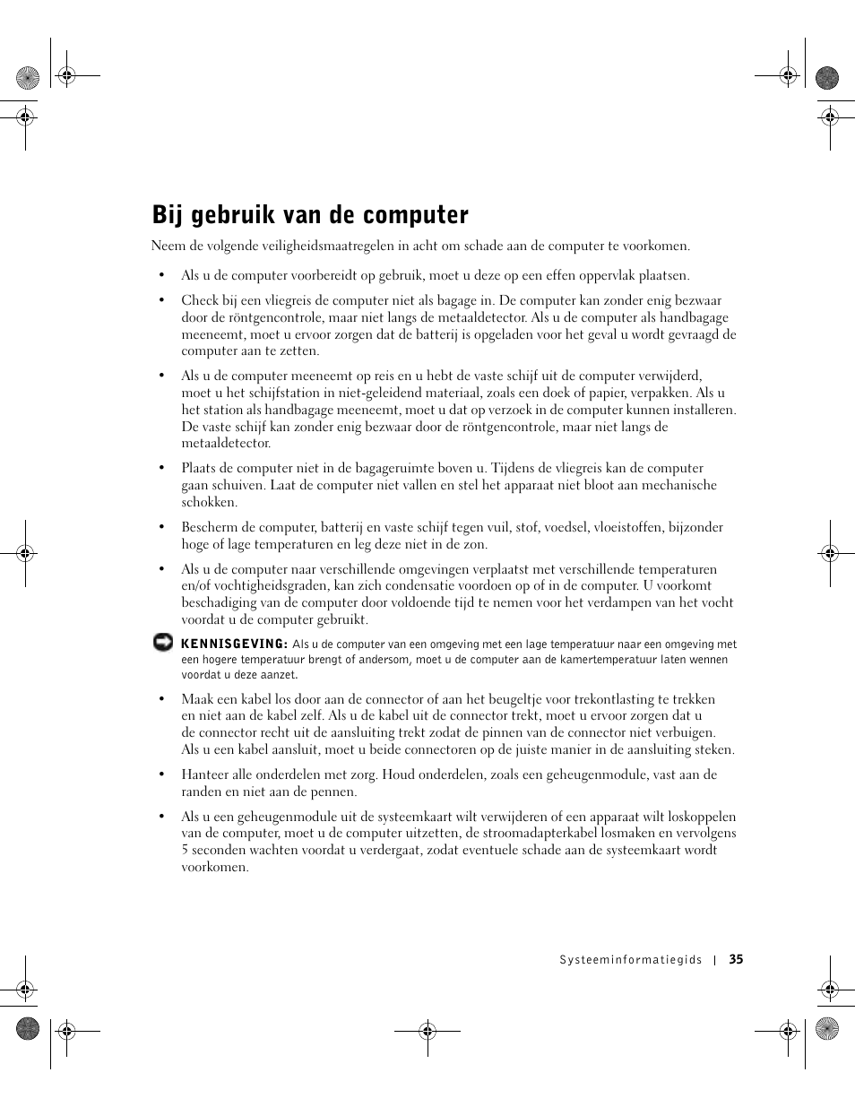 Bij gebruik van de computer | Dell Latitude D800 User Manual | Page 37 / 198