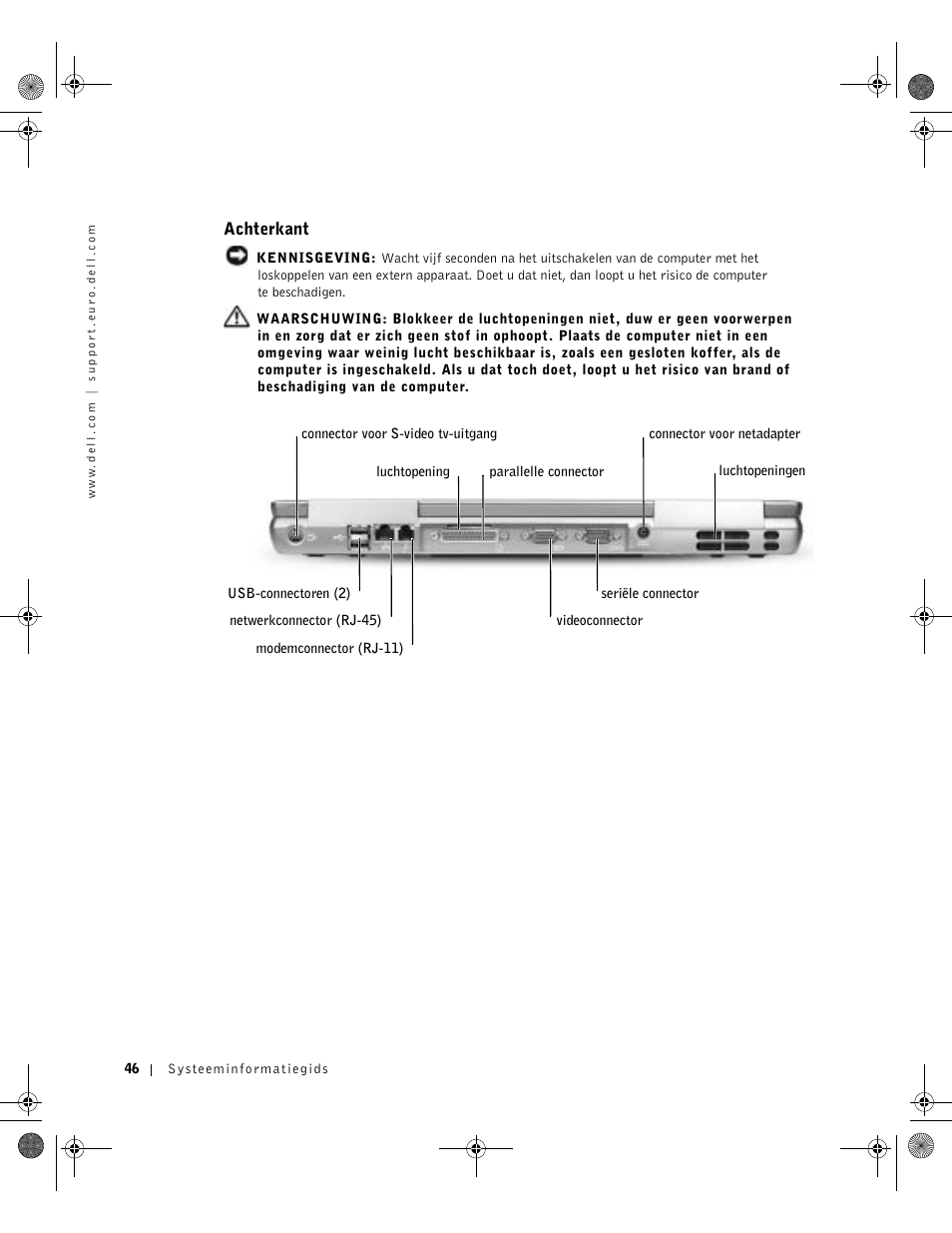 Achterkant | Dell Latitude D800 User Manual | Page 48 / 198