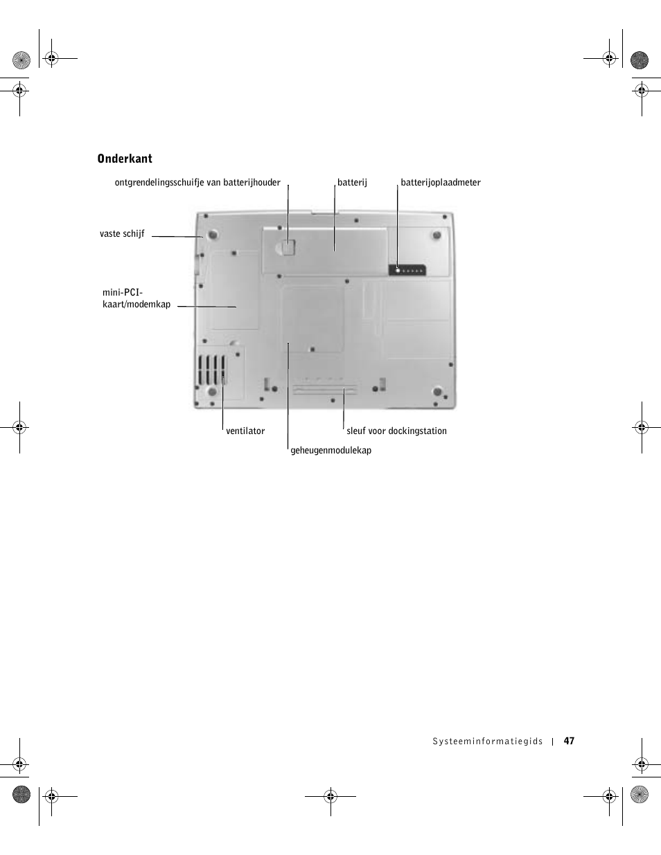 Onderkant | Dell Latitude D800 User Manual | Page 49 / 198