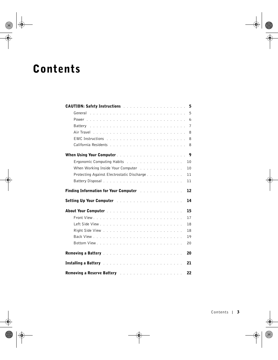 Dell Latitude D800 User Manual | Page 5 / 198