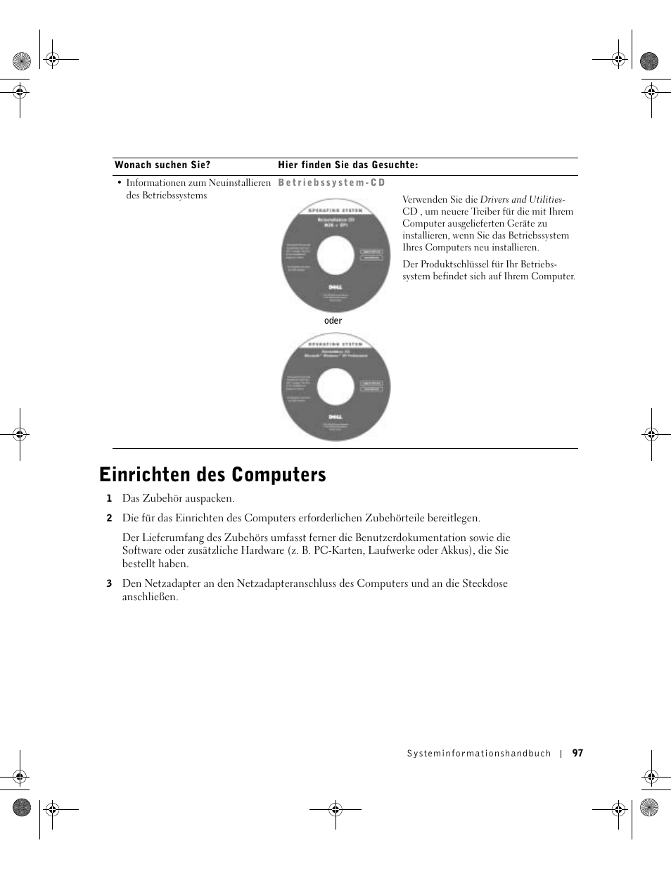 Einrichten des computers | Dell Latitude D800 User Manual | Page 99 / 198