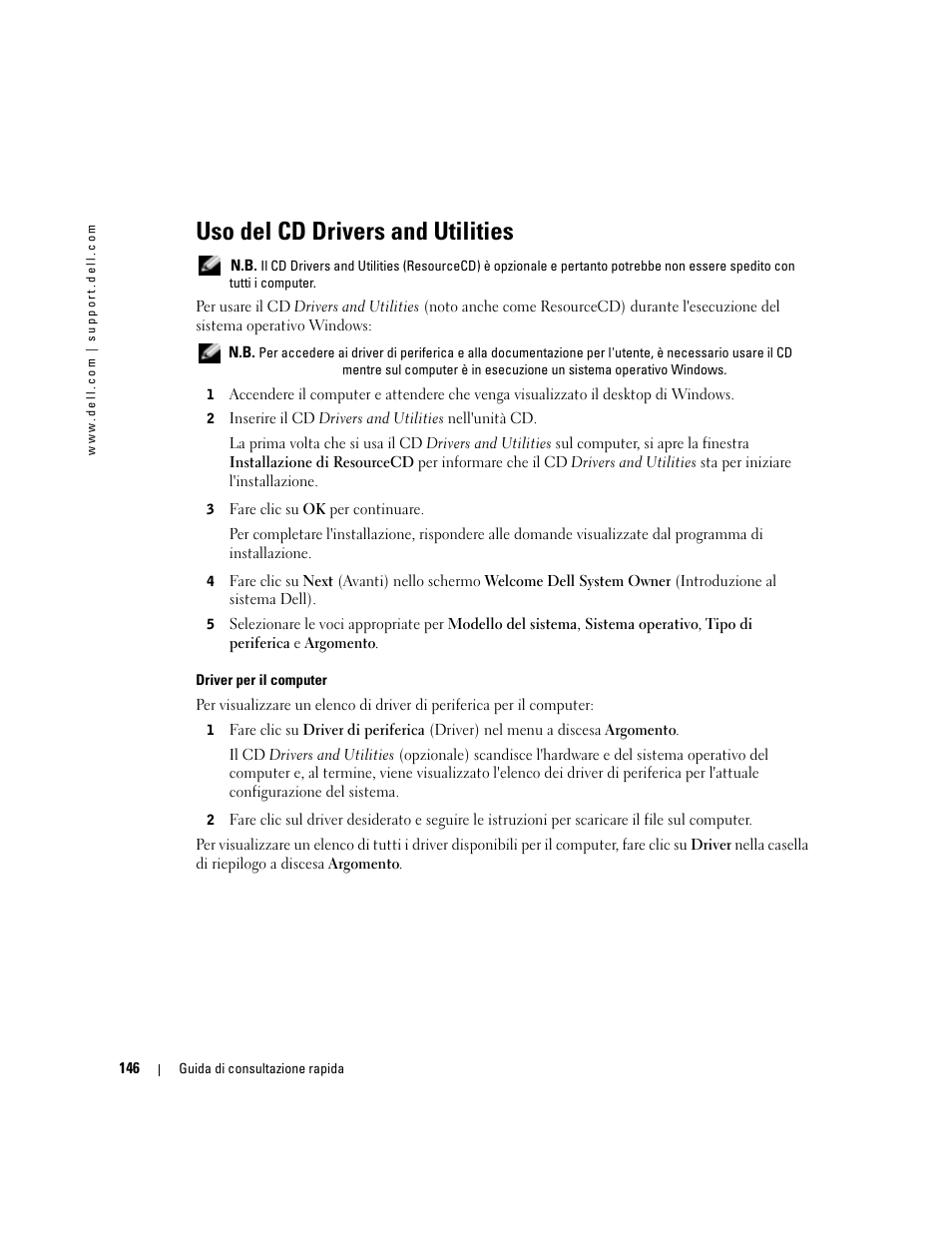 Uso del cd drivers and utilities | Dell OptiPlex GX280 User Manual | Page 146 / 220