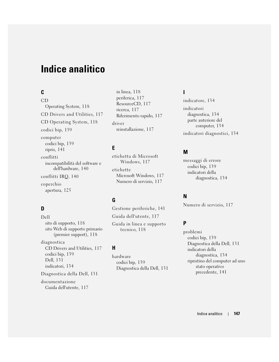 Indice analitico | Dell OptiPlex GX280 User Manual | Page 147 / 220