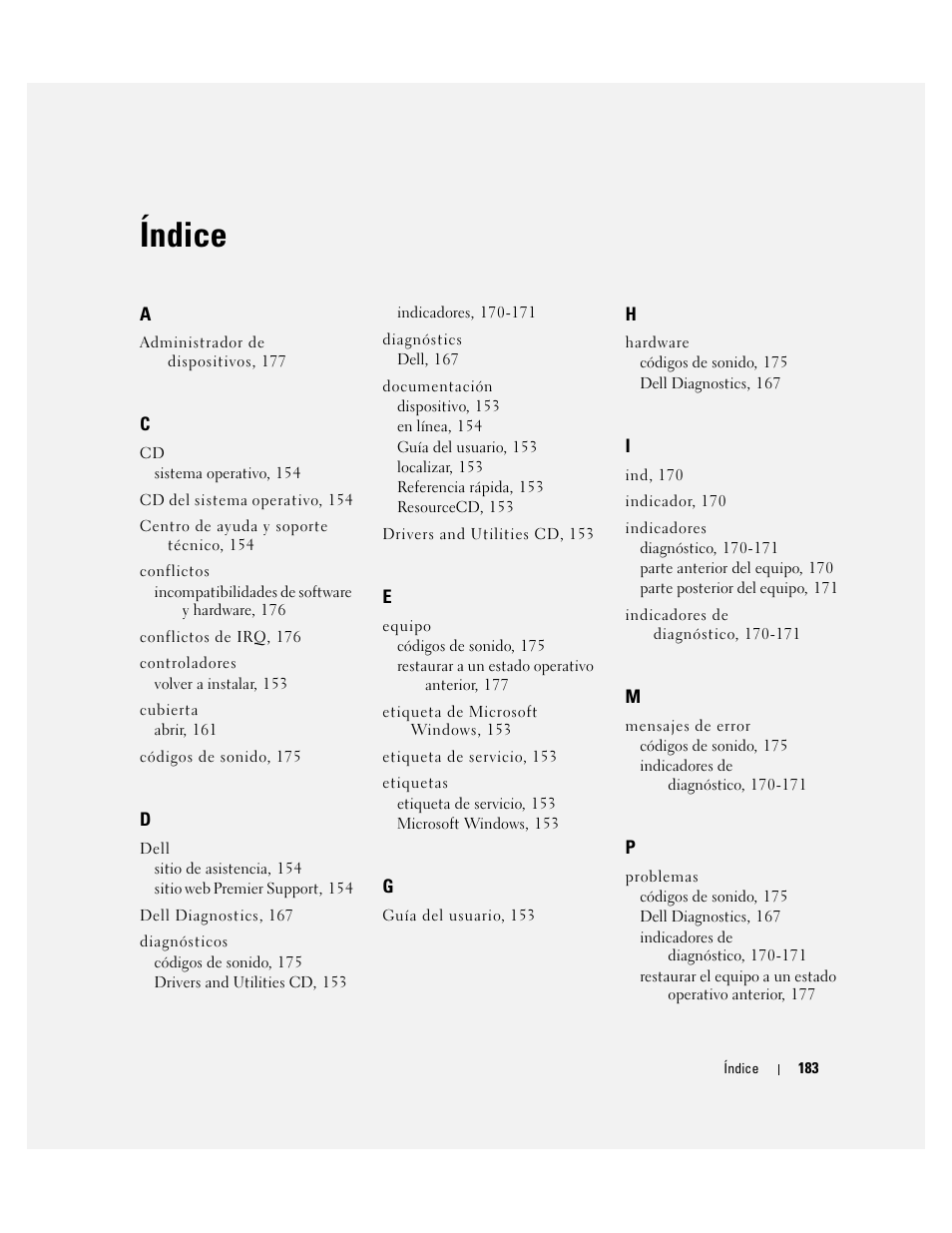 Índice | Dell OptiPlex GX280 User Manual | Page 183 / 220