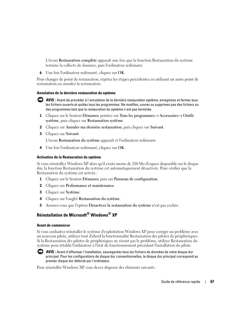 Réinstallation de microsoft® windows® xp, Réinstallation de microsoft | Dell OptiPlex GX280 User Manual | Page 67 / 220