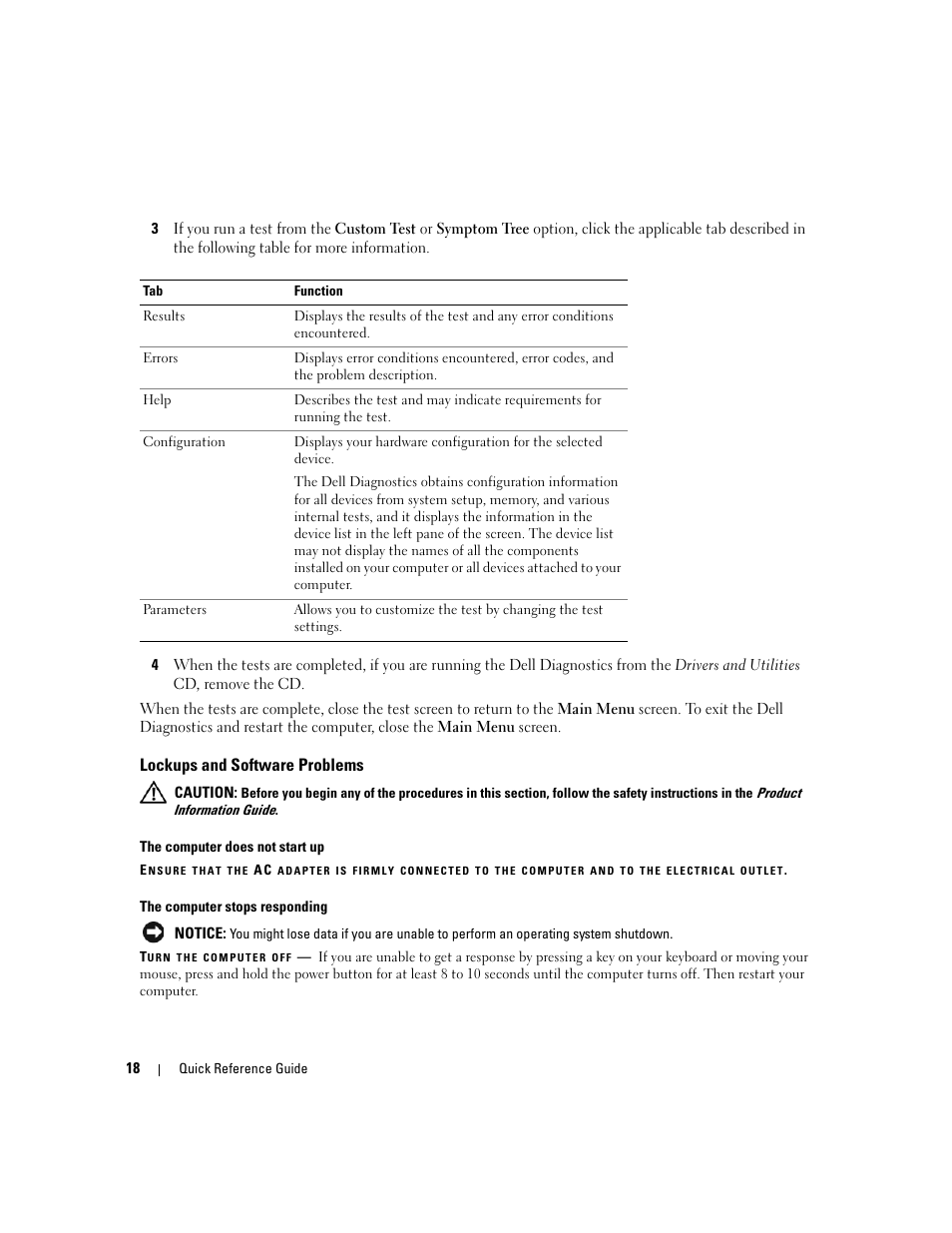 Lockups and software problems | Dell Latitude D820 User Manual | Page 18 / 142