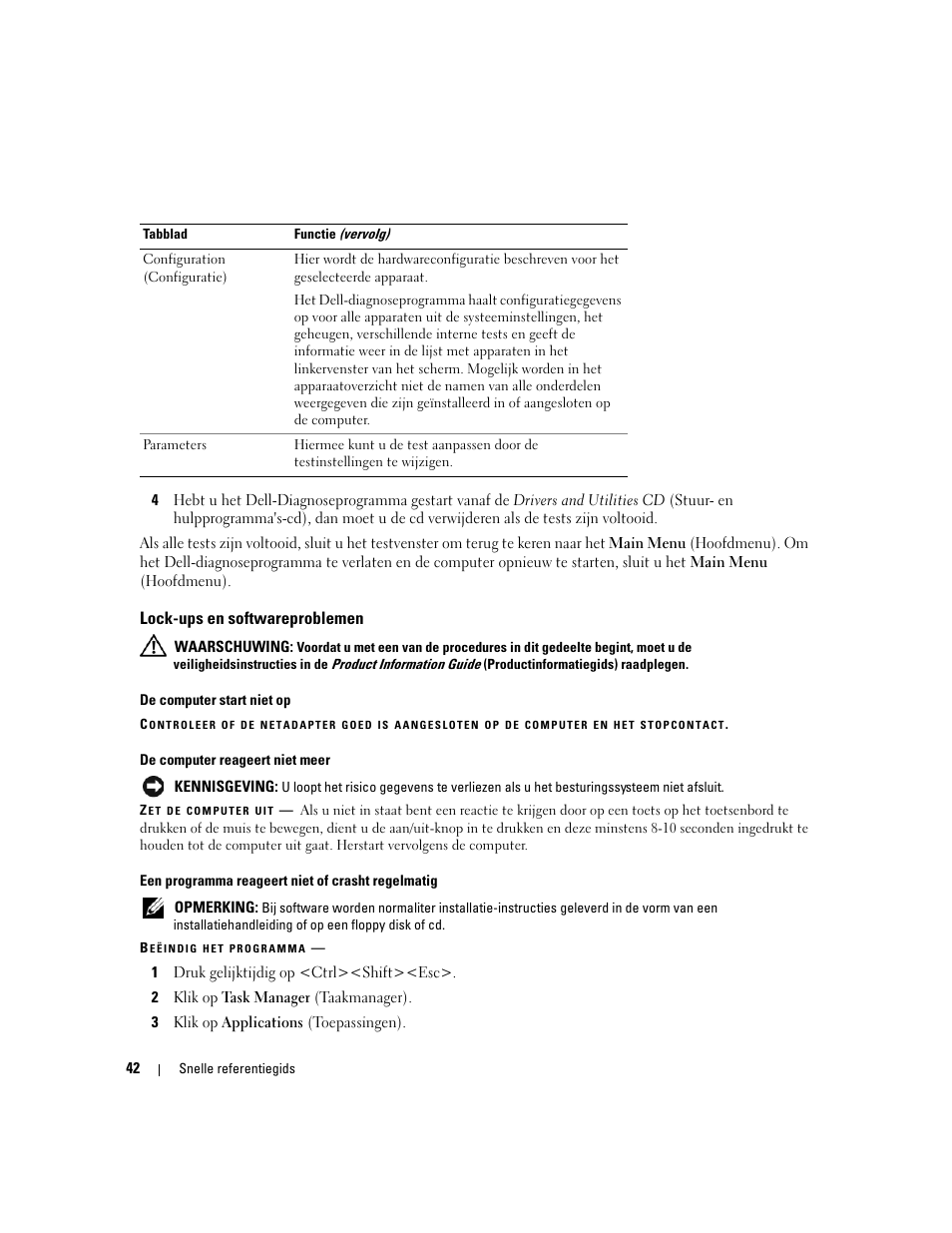 Lock-ups en softwareproblemen | Dell Latitude D820 User Manual | Page 42 / 142