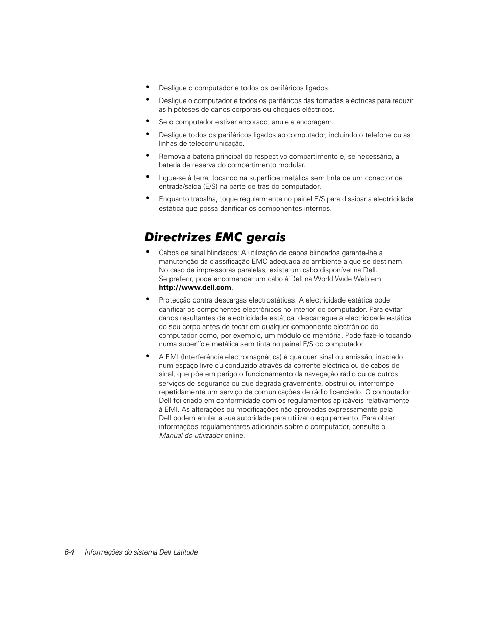 Directrizes emc gerais | Dell Latitude C800 User Manual | Page 107 / 137