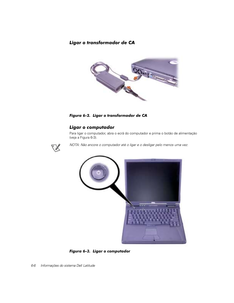 Ligar o transformador de ca, Ligar o computador | Dell Latitude C800 User Manual | Page 109 / 137