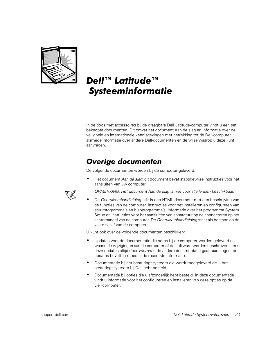 Dell™ latitude™ systeeminformatie, Overige documenten, Dell™ latitude™ systeeminformatie | Dell Latitude C800 User Manual | Page 24 / 137