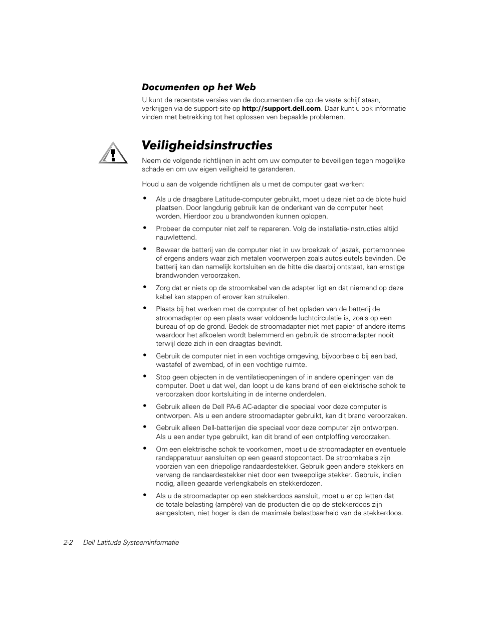 Documenten op het web, Veiligheidsinstructies | Dell Latitude C800 User Manual | Page 25 / 137