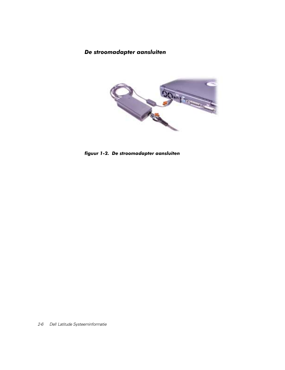 De stroomadapter aansluiten | Dell Latitude C800 User Manual | Page 29 / 137