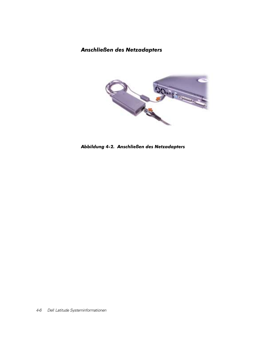 Anschließen des netzadapters | Dell Latitude C800 User Manual | Page 69 / 137