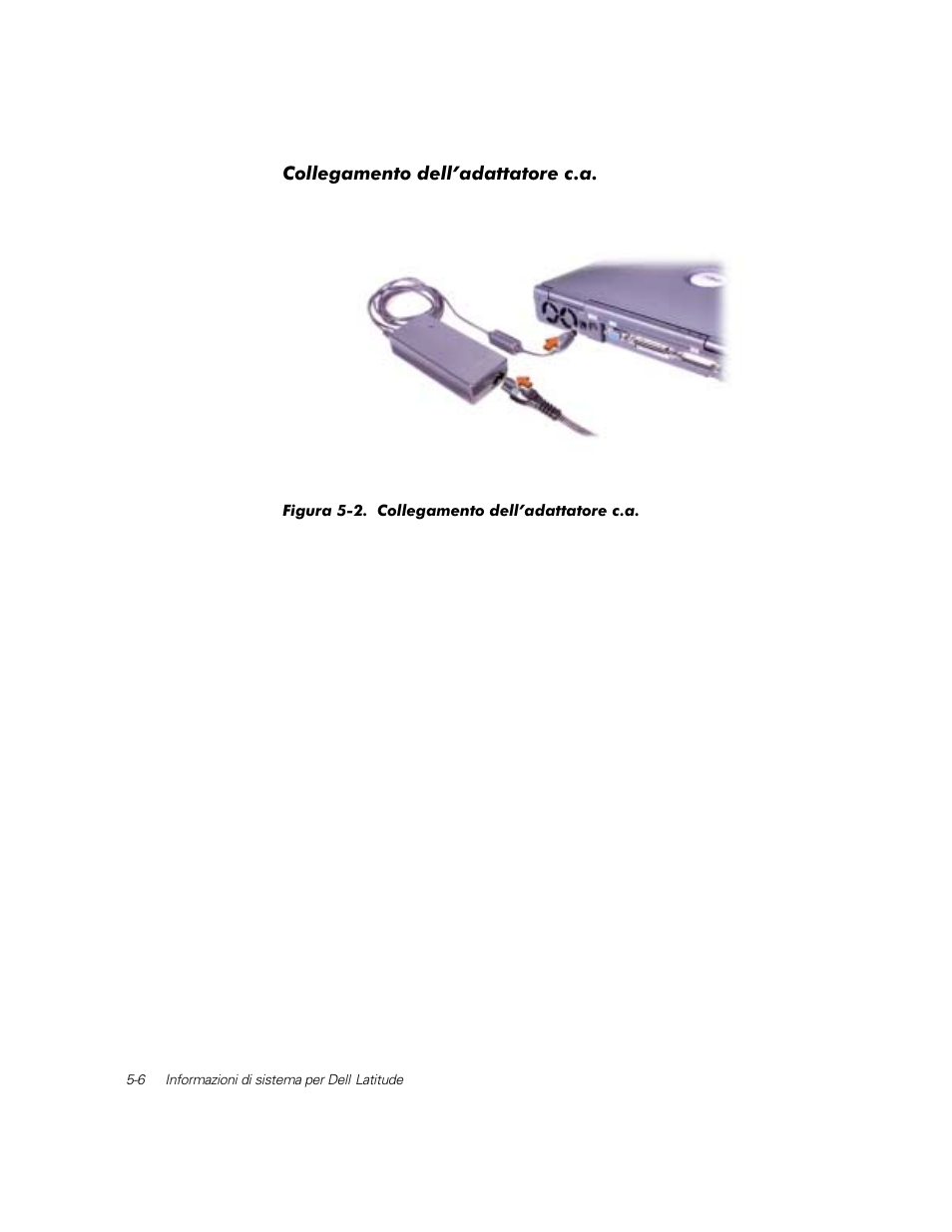 Collegamento dell’adattatore c.a | Dell Latitude C800 User Manual | Page 89 / 137