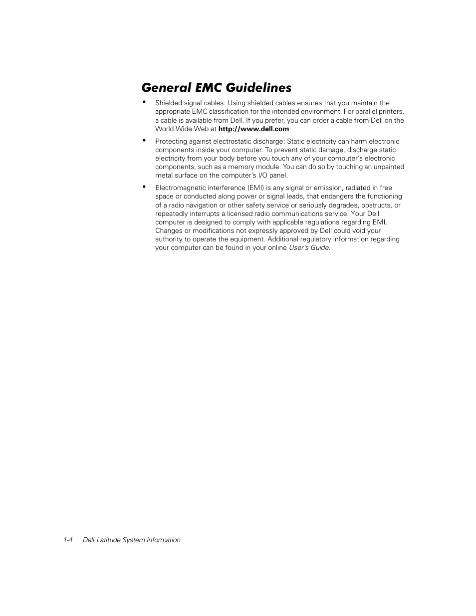 General emc guidelines | Dell Latitude C800 User Manual | Page 9 / 137