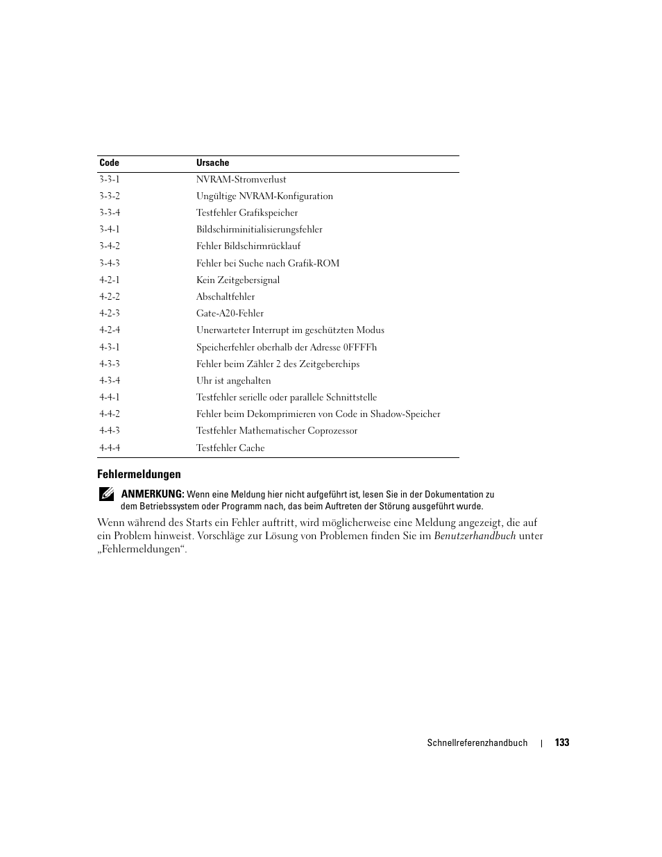 Fehlermeldungen | Dell Precision 490 User Manual | Page 133 / 240