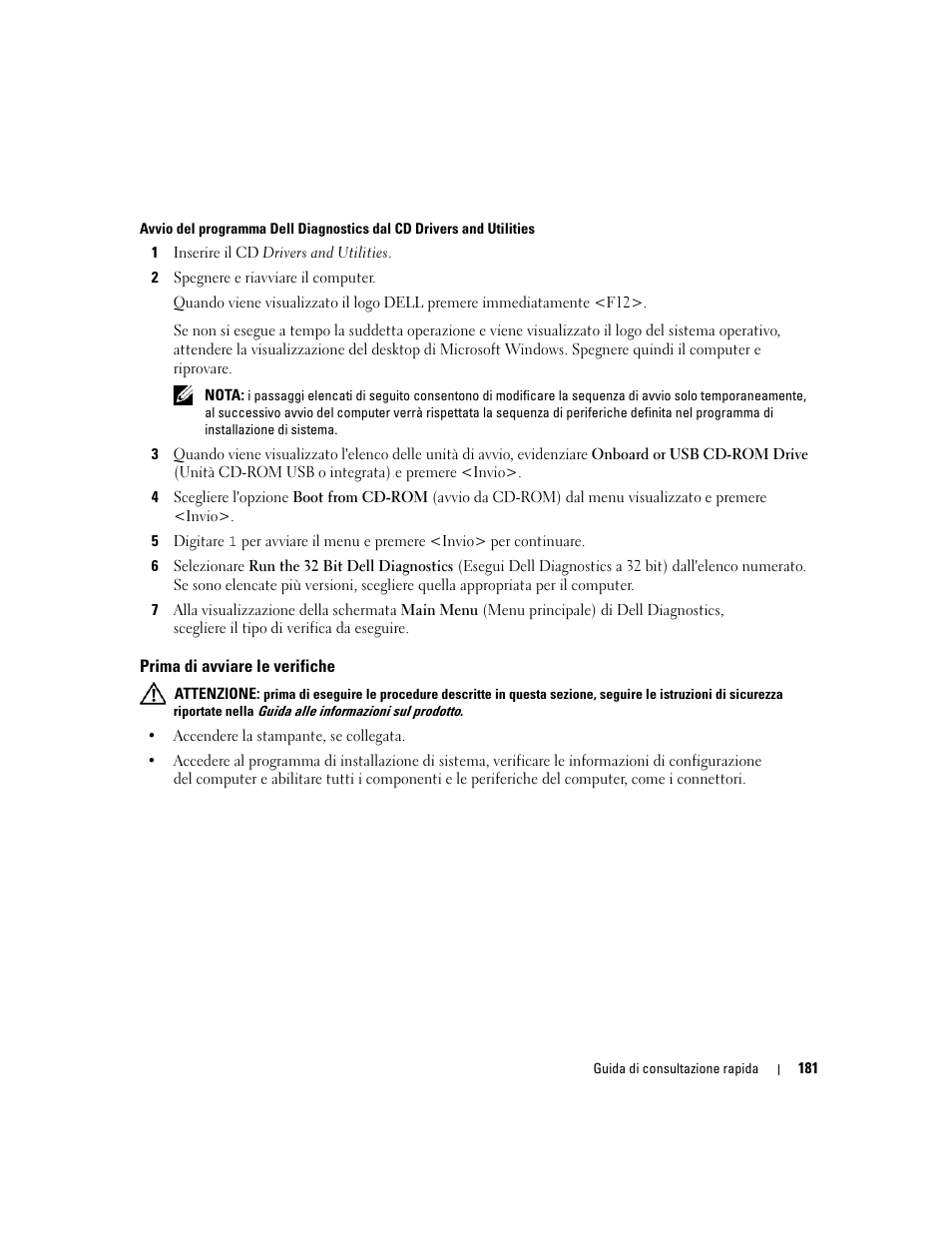 Prima di avviare le verifiche | Dell Precision 490 User Manual | Page 181 / 240