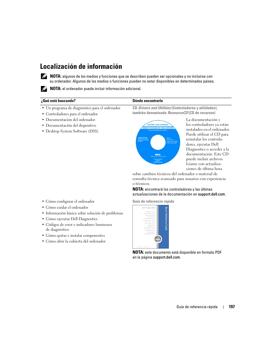 Localización de información | Dell Precision 490 User Manual | Page 197 / 240
