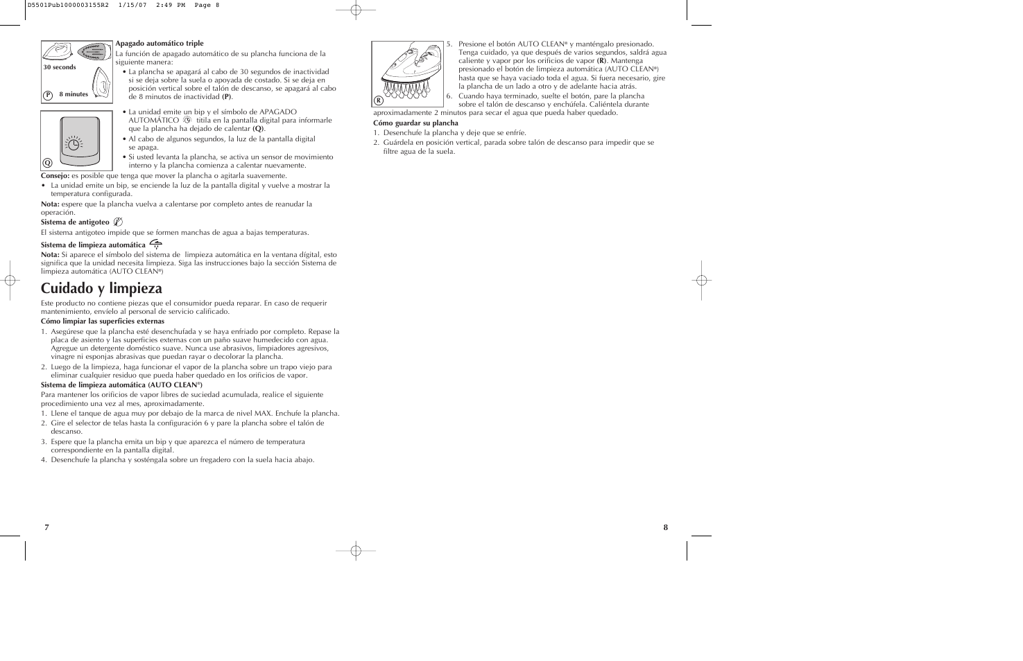 Cuidado y limpieza | Black & Decker D5501 User Manual | Page 5 / 11