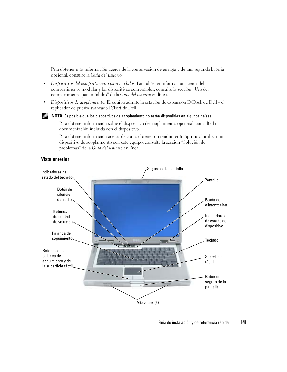 Vista anterior | Dell Latitude D810 User Manual | Page 141 / 156