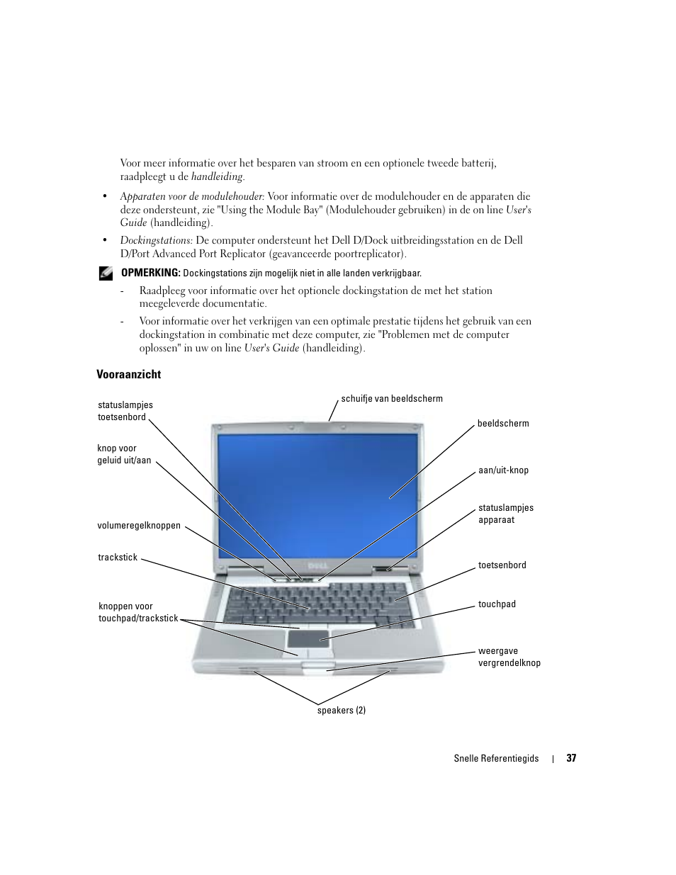 Vooraanzicht | Dell Latitude D810 User Manual | Page 37 / 156