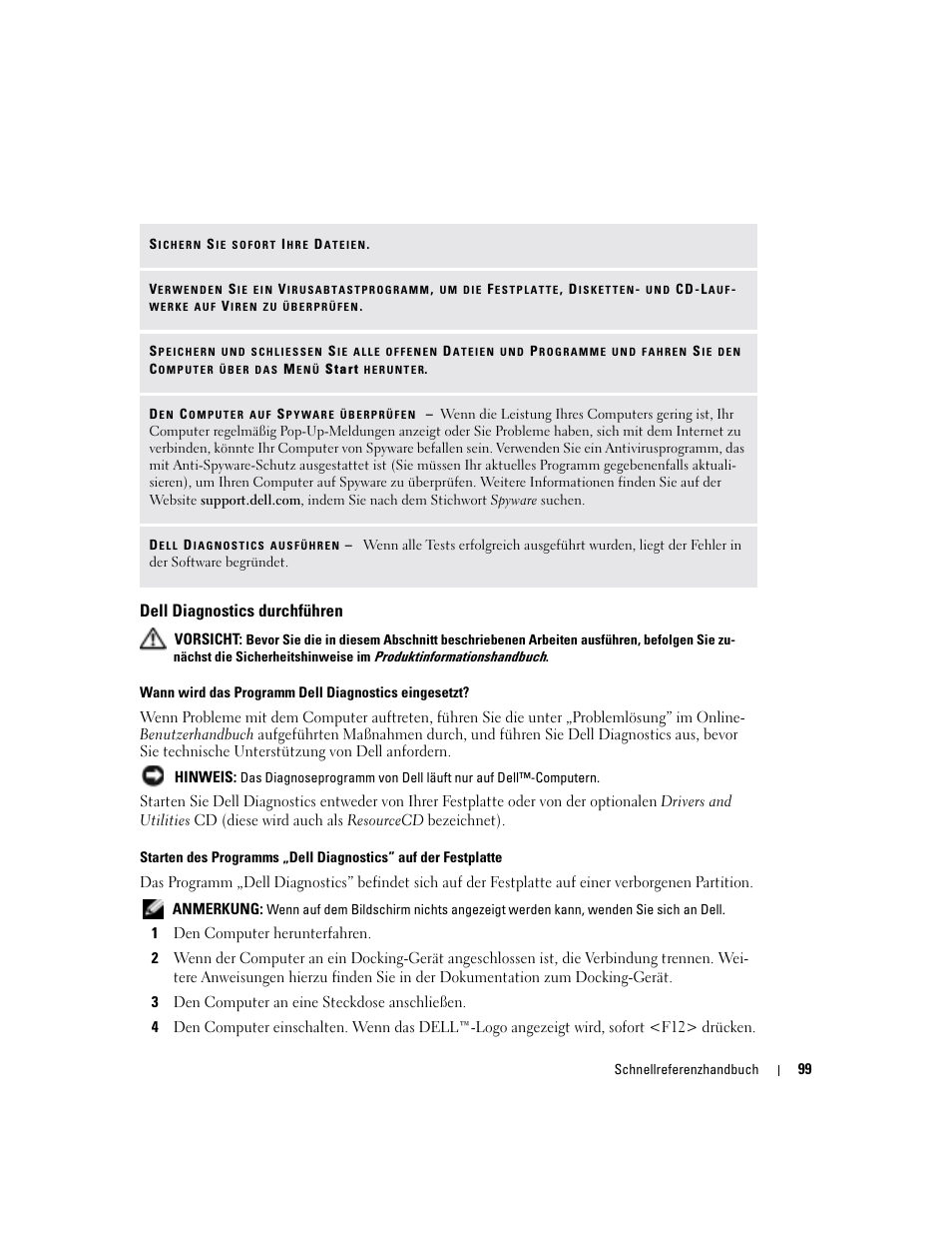 Dell diagnostics durchführen | Dell Latitude D810 User Manual | Page 99 / 156