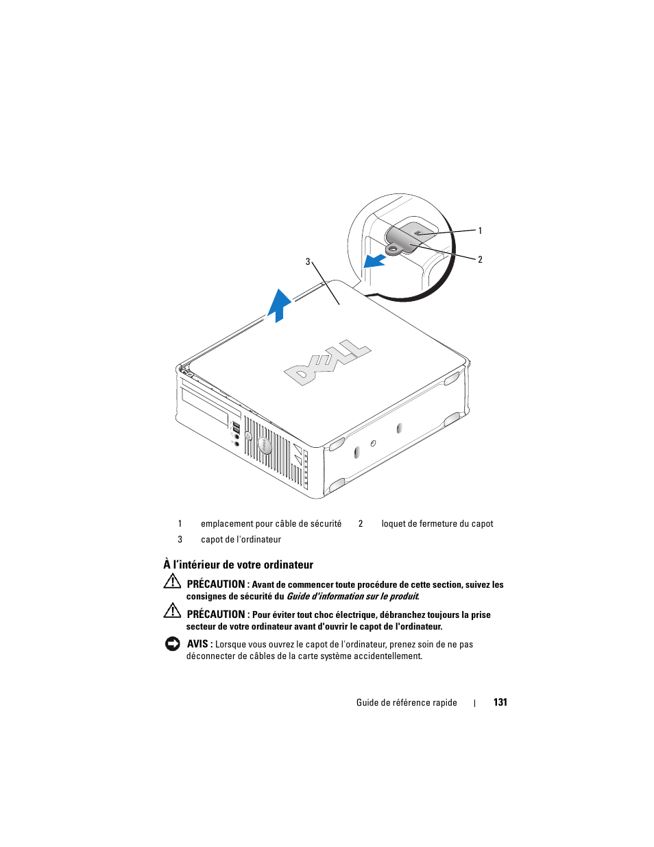 À l’intérieur de votre ordinateur | Dell OptiPlex 755 User Manual | Page 131 / 528