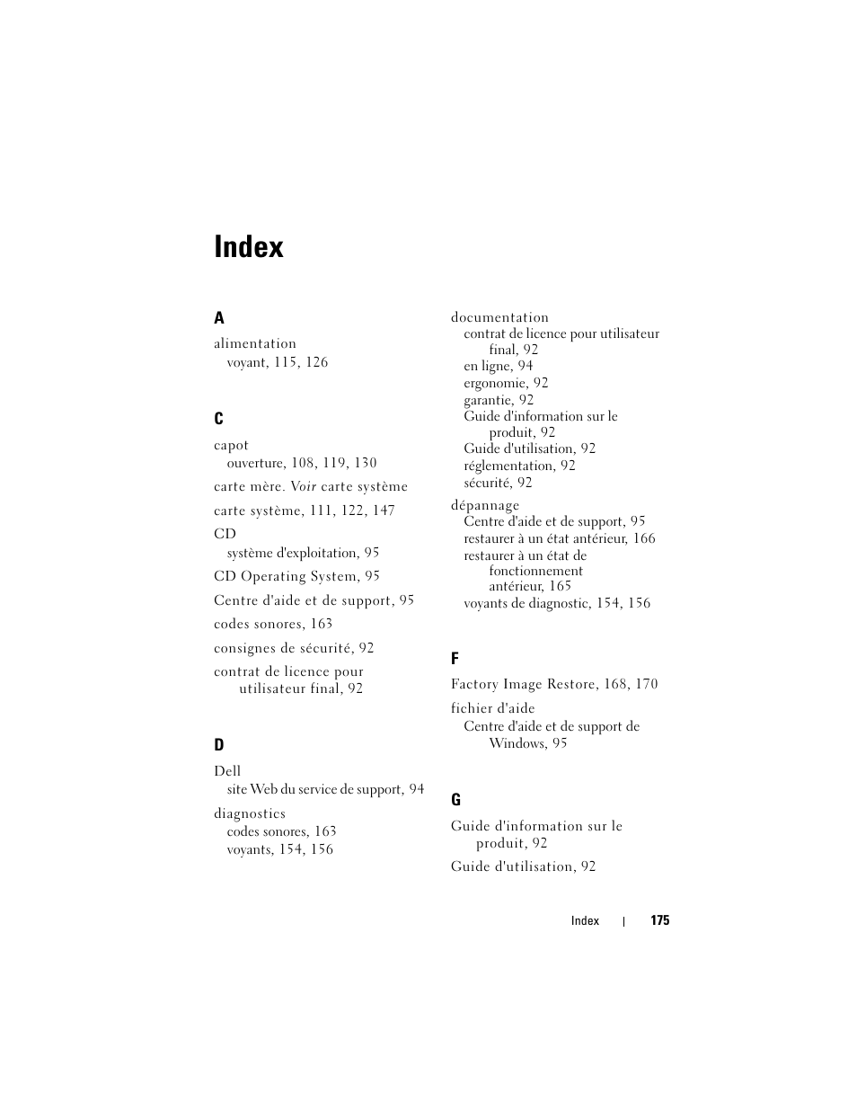 Index | Dell OptiPlex 755 User Manual | Page 175 / 528