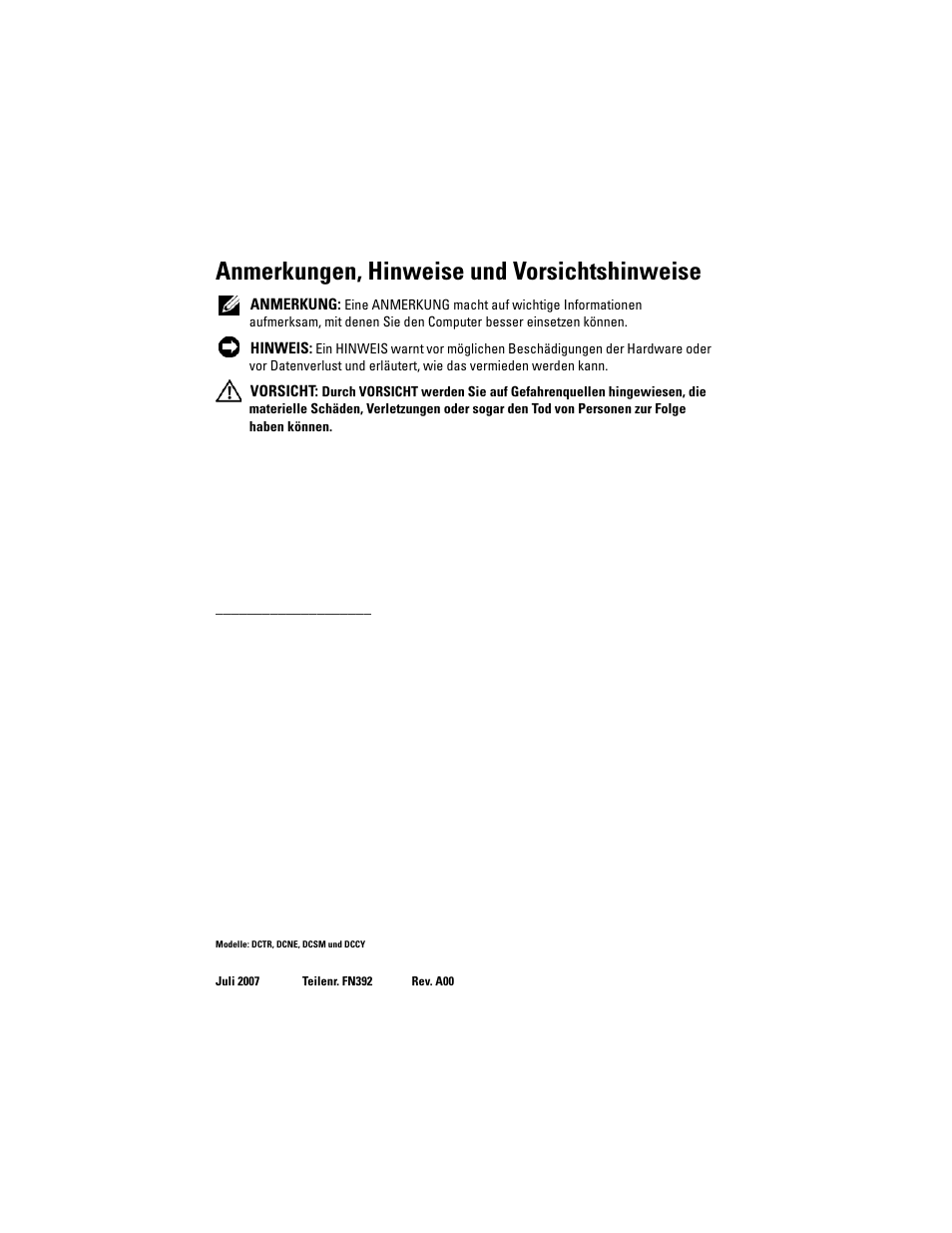 Anmerkungen, hinweise und vorsichtshinweise | Dell OptiPlex 755 User Manual | Page 180 / 528