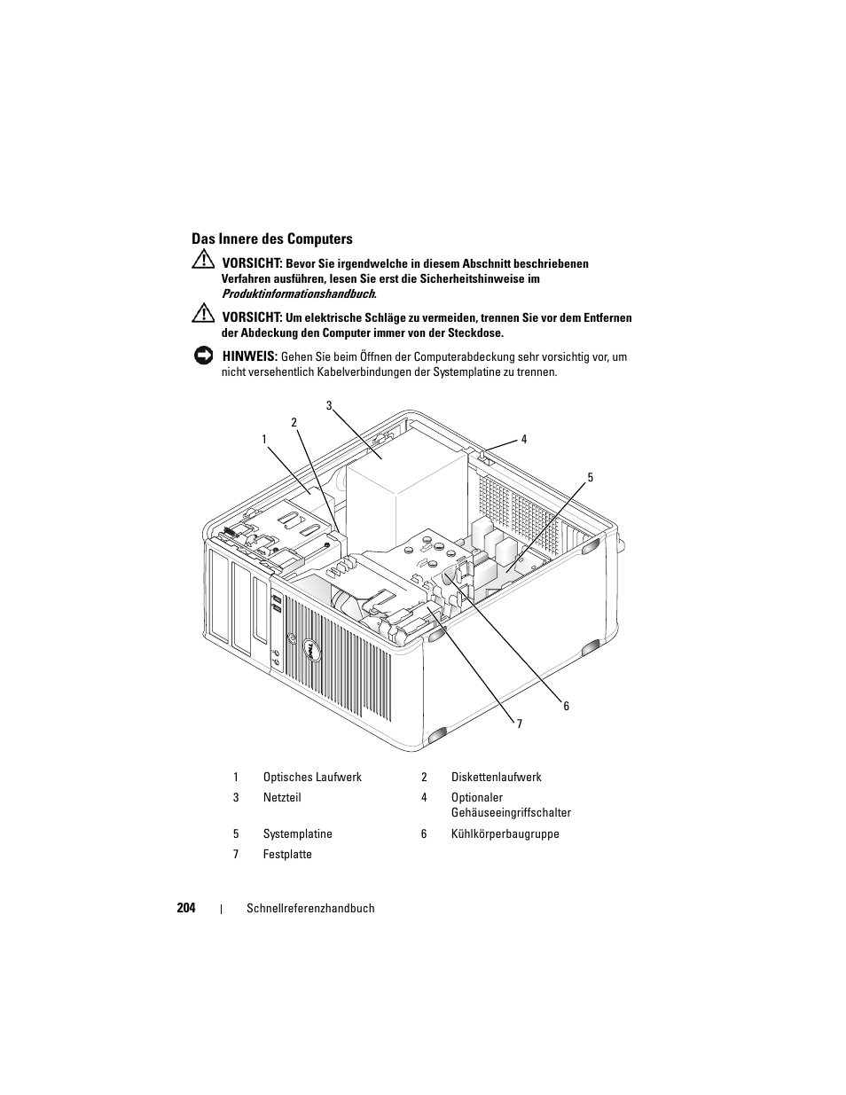 Das innere des computers | Dell OptiPlex 755 User Manual | Page 204 / 528