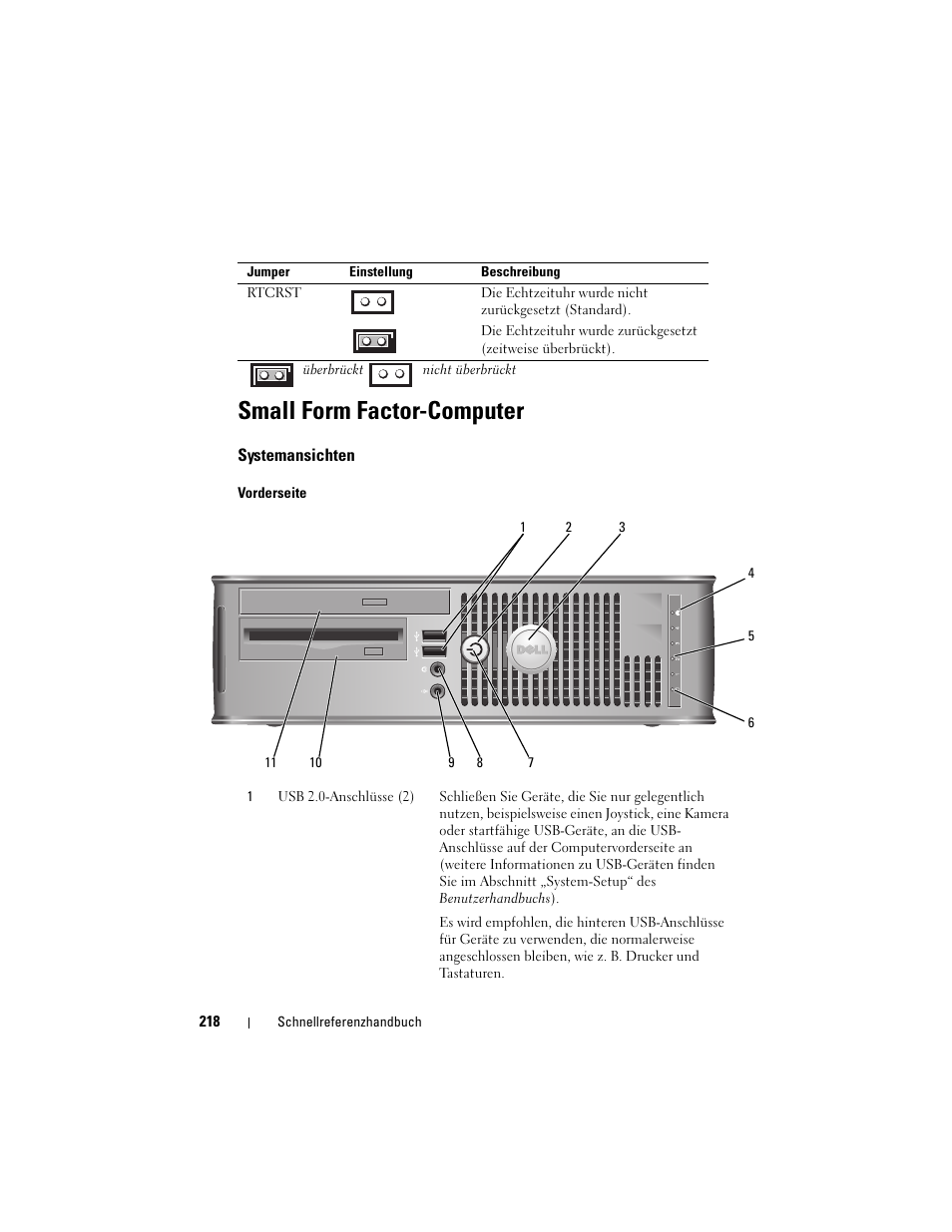 Small form factor-computer, Systemansichten | Dell OptiPlex 755 User Manual | Page 218 / 528