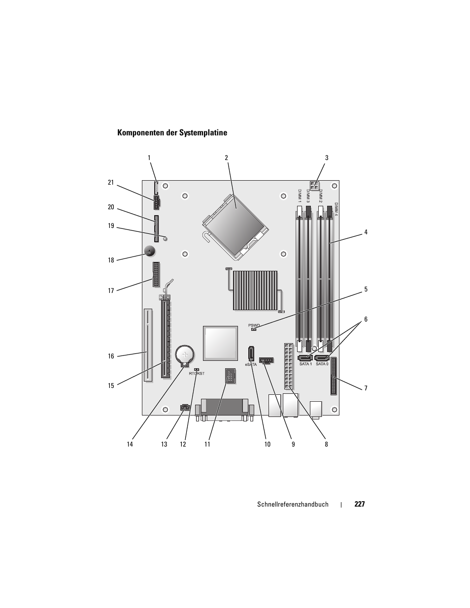 Komponenten der systemplatine | Dell OptiPlex 755 User Manual | Page 227 / 528