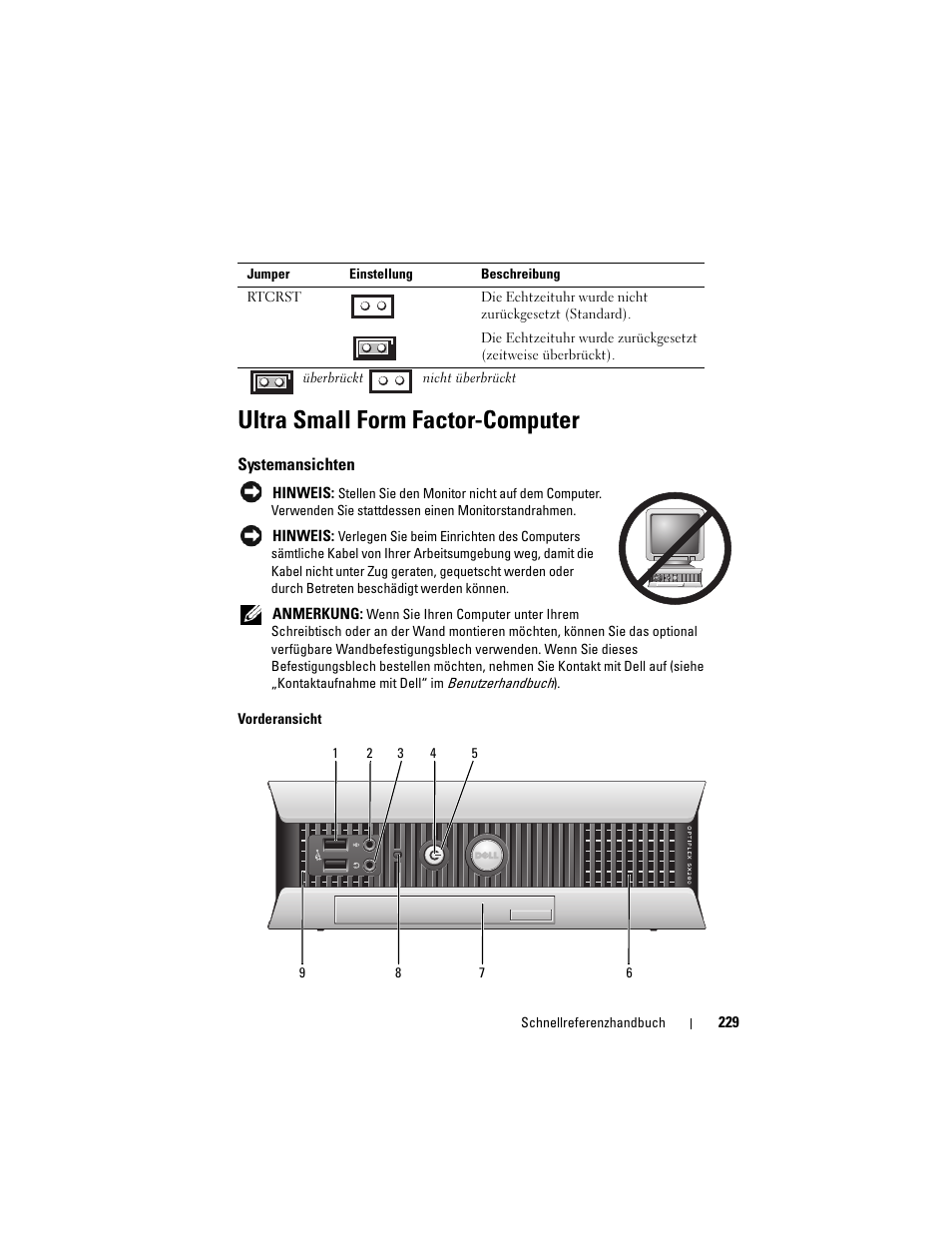 Ultra small form factor-computer, Systemansichten | Dell OptiPlex 755 User Manual | Page 229 / 528