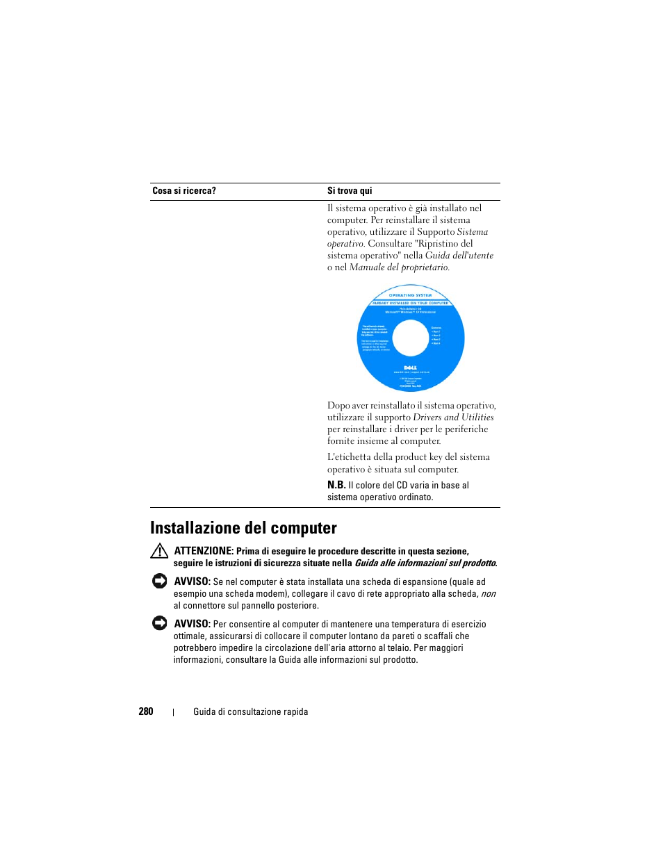 Installazione del computer | Dell OptiPlex 755 User Manual | Page 280 / 528