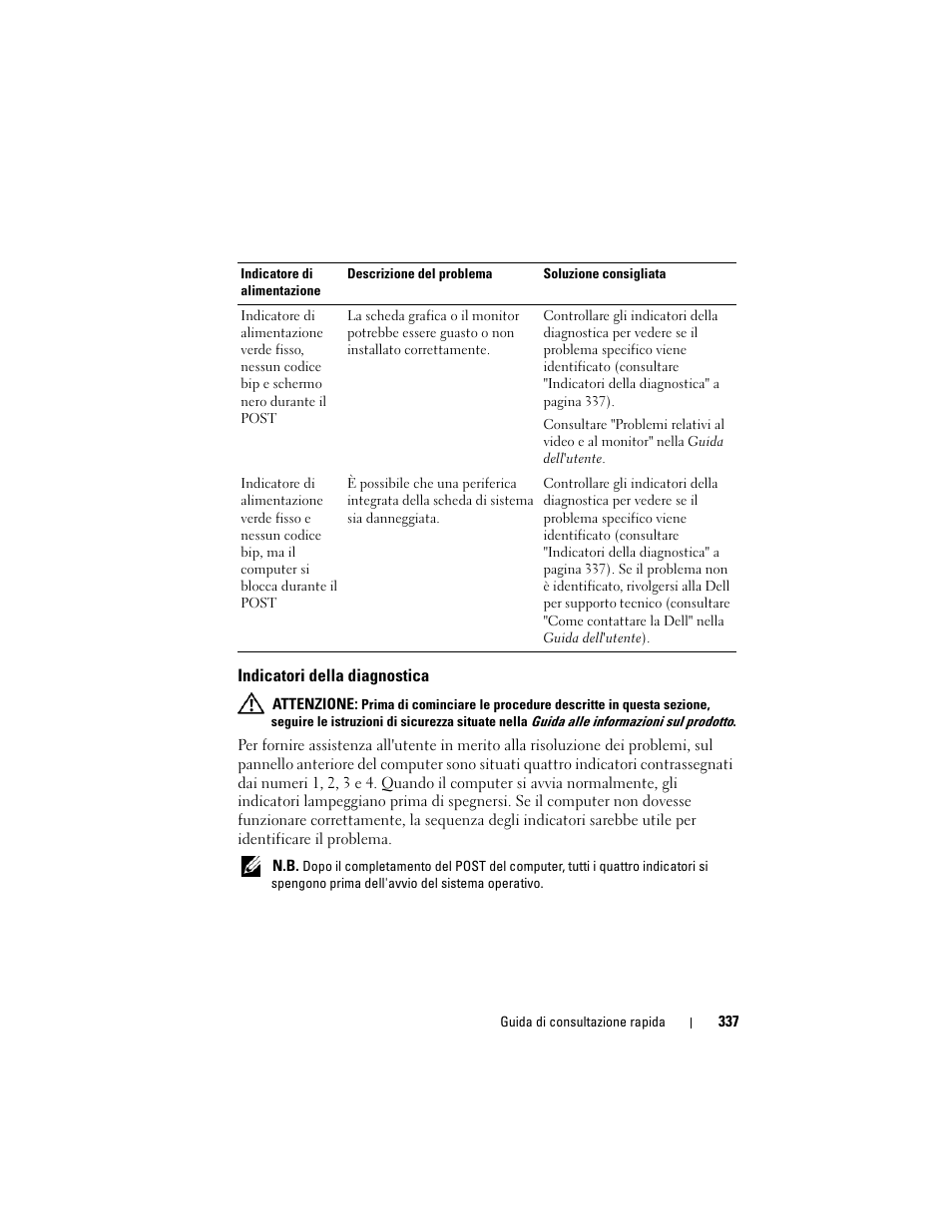 Indicatori della diagnostica | Dell OptiPlex 755 User Manual | Page 337 / 528